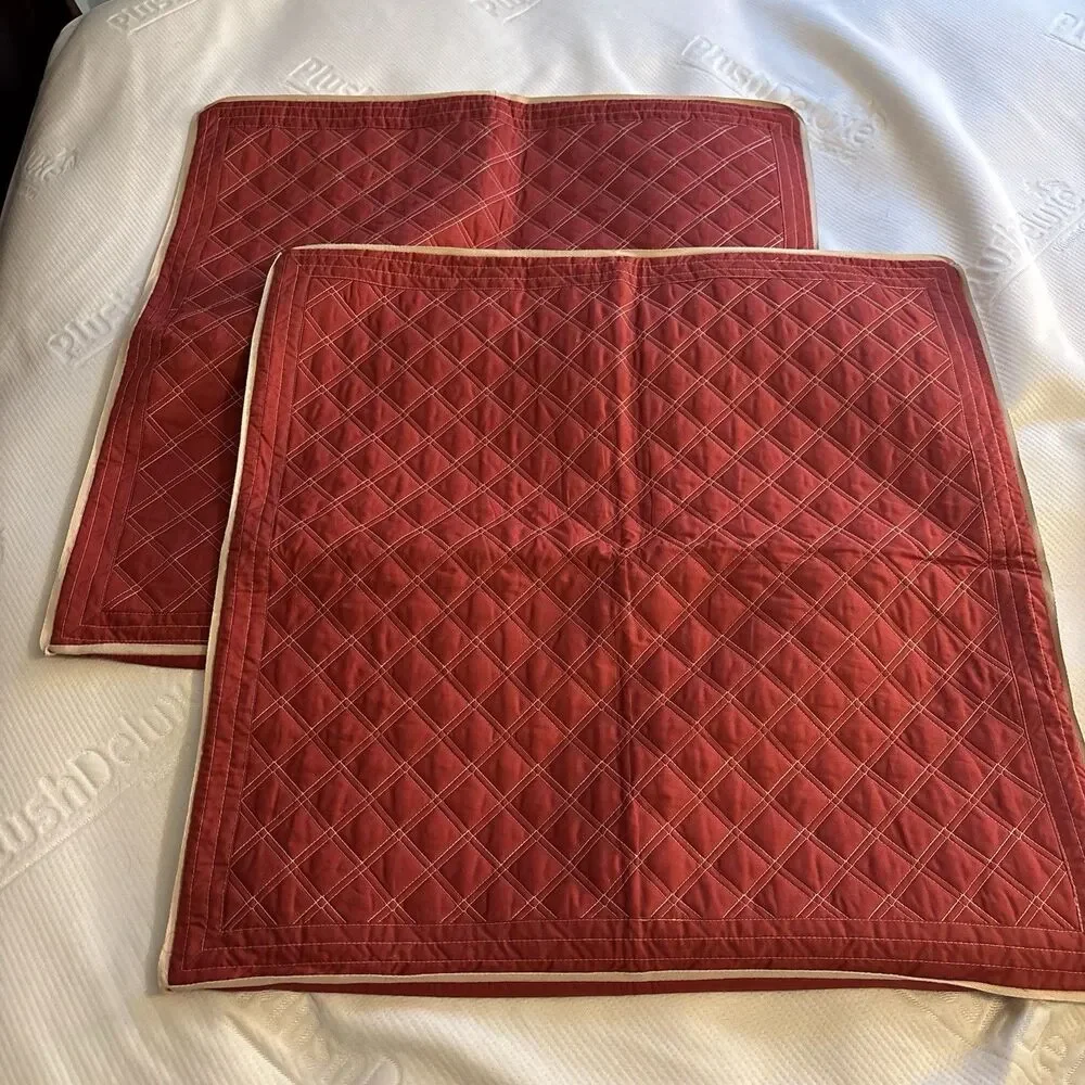 Martha Stewart Collection Set of 2 Diamond Stitch Burnt Orange Quilted Euro Sham